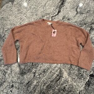 Sincerely Jules Womens Fuzzy Knit Cropped Sweater Warm rosewood Size Medium #686